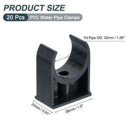 sourcing map 20Pcs PVC Water Pipe Clamps Clips, U-Shaped Tubing Hose Buckles, Irrigation Tube Holder for 32mm OD for TV Trays Tubing Hose Hanger Support Tubing, Black