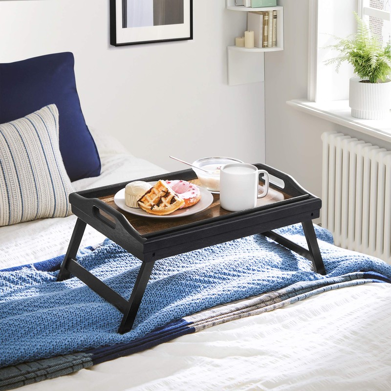 SONGMICS Bed Tray Table with Bamboo Folding Legs, Sofa Breakfast