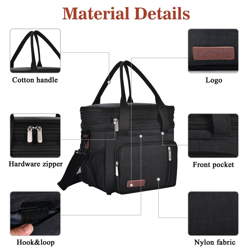 LOKASS Lunch Box for Women-Double Deck Insulated Adults Lunch Bag