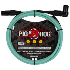 Pig Hog PHMH6SGR Hex Series 6-feet XLR - Right Angle Microphone Mic Cable XLR Connectors Exceptional Tangle-Free Coiling - Seafoam Green