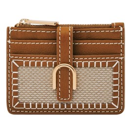 Fossil Wallet for Women - Vada Eco Leather Zippered Card Holder SL8278001 - 4" L x 0.1" W x 3" H, Light brown