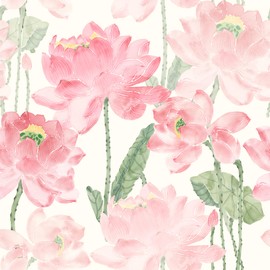 Mounting UP Peel and Stick Wallpaper for Home Decoration Kitchen Watercolor Pink Lotus Removable Vinyl Self Adhesive Shelf Paper & Drawer Liner Roll House, Workshop & Office 17.3" x 79" L5258-2