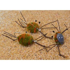 3 Pack | Camo Crab Saltwater Fishing Fly | Permit, Bonefish, Tarpon, Redfish | Mustad Duratin Hook #2 (Brown & Olive #2)