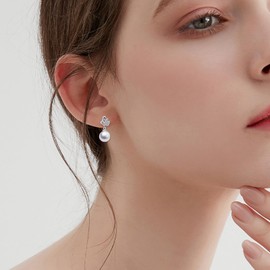 AOBOCO Pearl Dangle Butterfly Earrings for Women 925 Sterling Silver Animal Jewelry Anniversary Brithday Jewelry for Her Women Mothers Day Christmas Gifts Butterfly Pearl Drop Earrings