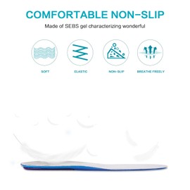 MOISO Gel Comfort Massage Insoles with Orthotic Arch Support for Walking and Running Insoles for Men and Women Blue