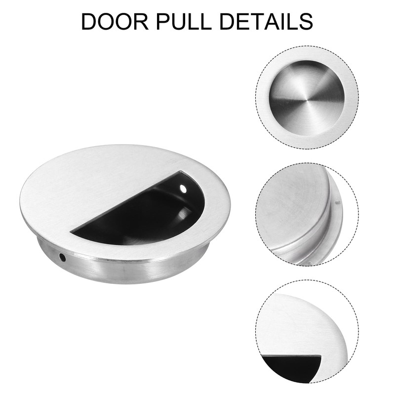 PATIKIL Recessed Door Handles 70mm/2.75" Dia, 4 Pack Round Hidden