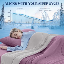 FineMay Cooling Comforter King Size, Double-Sided Cooling Blanket for Hot Sleepers & Night Sweats, Arc-Chill Q-Max > 0.4 Breathable Ice Blanket, Lightweight Cold Comforter (108''x90'', Muted Pink)