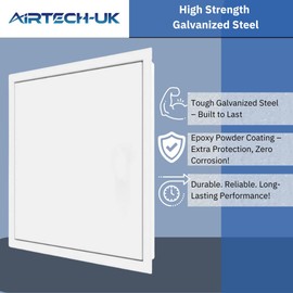 AirTech-UK Metal Access Panel – Loft & Inspection Hatch – Wall & Ceiling Panel – Push Lock & Open – Epoxy Powder Coating for Corrosion & Rust - Use as Meter Box, Fuse Box Cover (150 x 150 mm)