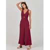 ANRABESS Women's Summer Wide Leg Linen Jumpsuits Dressy V Neck