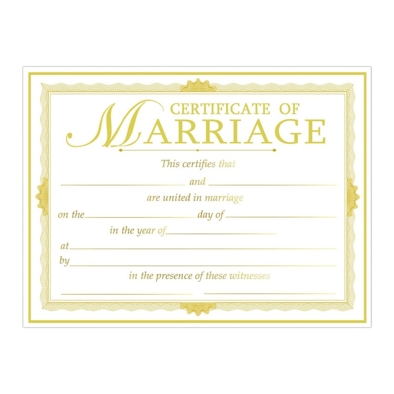 Marriage Certificates with Gold Foil Edges,11 x 8.5 Inch Blank