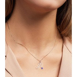 Aoboco Sterling Silver Necklace with Stethoscope and Infinity Heart Pendant, with Simulated Birthstone Gift Necklace for Nurse, Doctor, Medical Workers, Silver