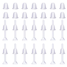 KINBOM 100pairs Plastic Transparent Earrings, Earring Protectors Invisible Plastic Earrings Plastic Post Earrings Clear Stud Earrings Clear Earrings for Sports Women Men Earring DIY,4mm Cup-Headed