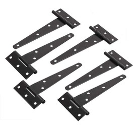 TamBee 5inch Light Duty T-Strap Hinge Gate Strap Hinge Door Barn Gates Hinges Black Wrought Hardware Iron Rustproof (6)