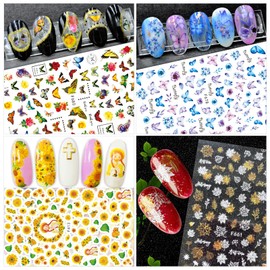 WSYUB Nail Stickers, 24 Stickers for Nails Art, Self Adhesive Nail Art Sticker Decals, Nail Supplies kit Large Sheets