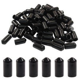 Cjueiom 120pcs Black Rubber End Caps, 7mm / 9/32 inch ID Round Rubber Protectors, Vinyl Bolt Covers for Screws, Tubes, Cables, Wires, Cyling
