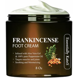 Essentially KateS Crema Para Pies Con Aceite De Incienso 8 Fl Oz - Combate El Dolor Y La Rigidez En Pies Cansados - Suela De Pie, Tendón De Aquiles, Puente De Pie, Tobillo Y Pie Crema Hillfoot