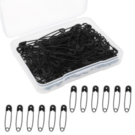120 Mini Black Safety Pins (19mm) – Strong Alloy Steel Pins for Sewing, Crafts, Quilting, DIY, Jewelry – Includes Plastic Storage Box