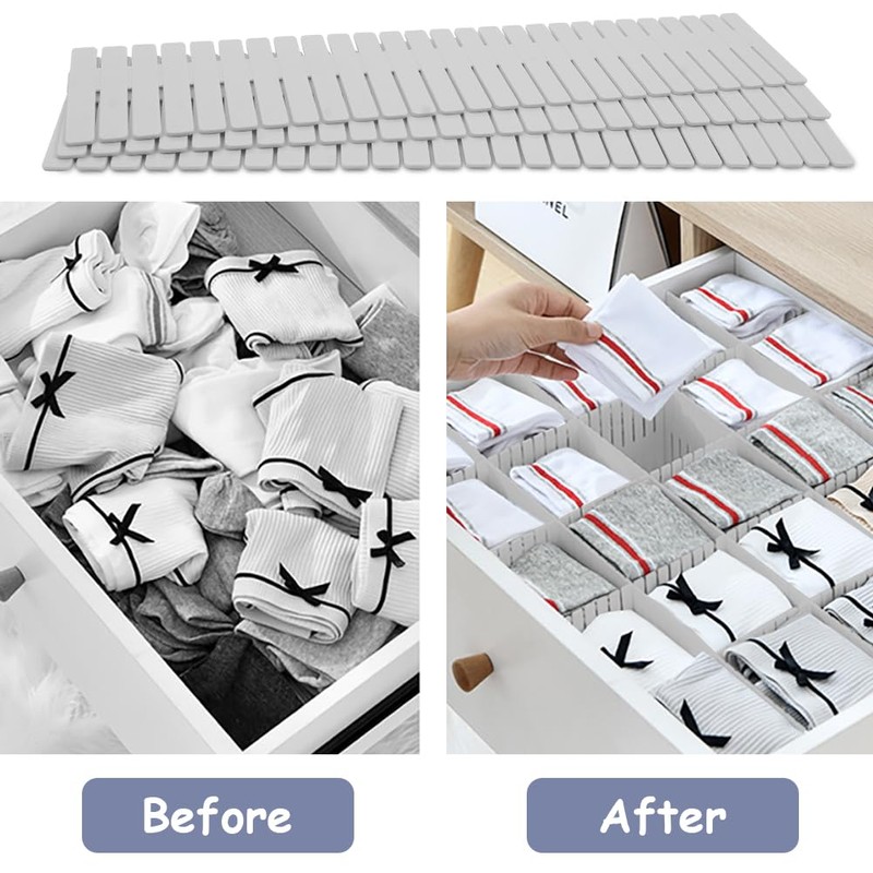 HOTUT Drawer Dividers Adjustable Drawer Storage Organizer, 16 PCS Grid