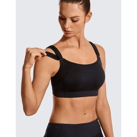 SYROKAN Front Adjustable Sports Bras for Women High Impact Wirefree Comfort No Bounce Support Workout Running Bra Black 40C