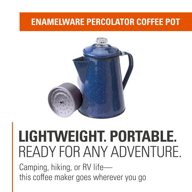 GSI Outdoors Percolator Coffee Pot | Enamelware Campfire Coffee Boiler