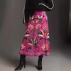 THLAI Womens Skirt Midi Skirt Tropical Plant Print Pink Zipper