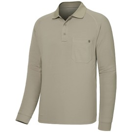 Lightbare Men’s Performance Polo Shirt Moisture Wicking Quick Dry Tactical Pique Shirts Hiking Fishing Golf UPF 50 Khaki