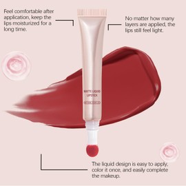 Liquid Lip Gloss, Matte Waterproof Durable Waterproof Matte Lip Tint, Glitter Liquid Lipstick Lip Gloss for Girls Women Birthday Gift (Pink)