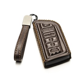 Vitodeco Genuine Leather Smart Key Fob Case with Leather Key Strap Compatible for Acura MDX, Acura RDX 2022-2025, Acura Integra 2023-2025 (5-Button, Brown)