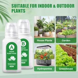 DRYADES Hydroponics Nutrients(800ml in Total), All Purpose Plant Food A&B Hydroponics Supplies, Indoor Plant Fertilizer for Hydroponics Growing System, Hydroponic Solution for Herbs Vegetables