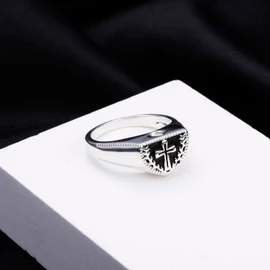 DAOSHANG S925 Sterling Silver Cross Cremation Jewelry for Ashes, Urn Ring Holds Loved Ones Ashes Cremation Keepsake Ring Jewelry for Women Men, Sterling Silver, No Gemstone