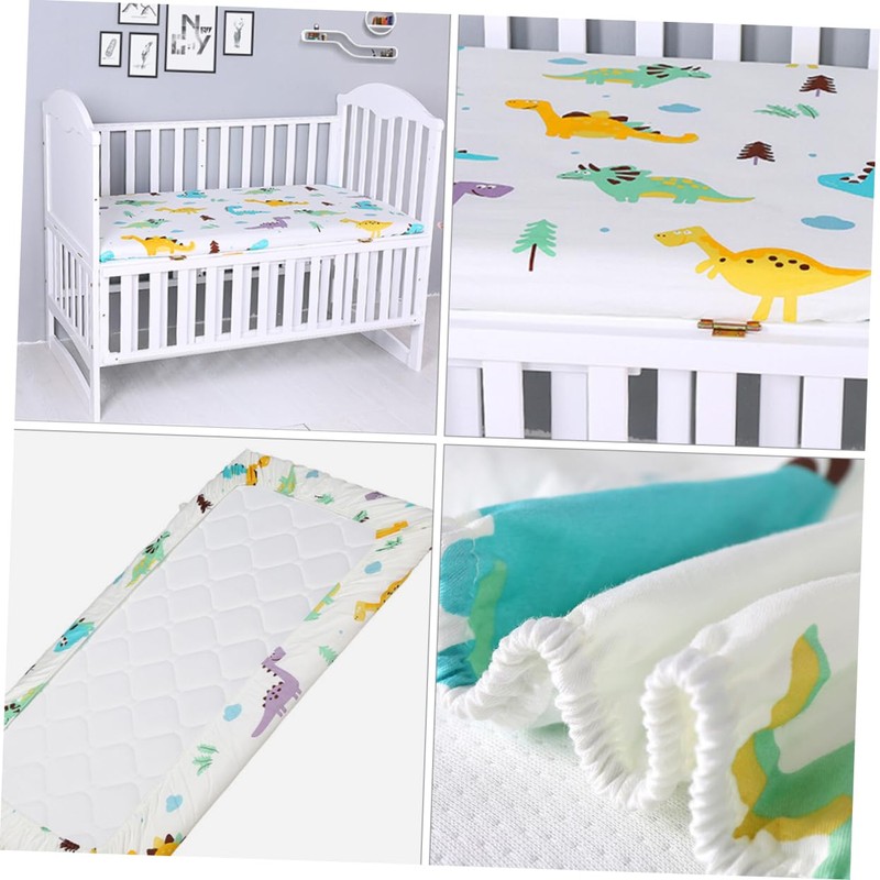 BIUDECO Dinosaur Pattern Crib Fitted Sheet Cotton Cradle Sheet Breathable