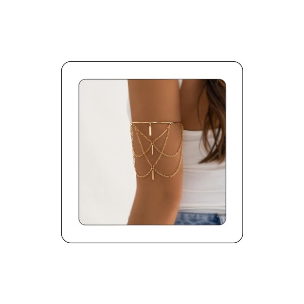 Rannyrena Punk Chain Tassel Upper Arm Cuff Half Open Teardrop