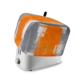 Toaster Dust Cover with Pockets, Orange and Grey Abstract Art Texute Soft Washable 2 Slice Toaster Cover, Dust-proof Cover for Small Appliance Cover and Fingerprint Protection