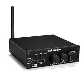 Fosi Audio BL20C Amplificador Receptor con Bluetooth 160W X2, Audio Estéreo 5.0, Reproductor U-Disk con Amplificador de Alta Resolución de 2.1 Canales