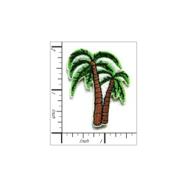 Patchwork Paradise Pair Of Tropical Palm Tree Embroidered Iron On Patch DIY Applique
