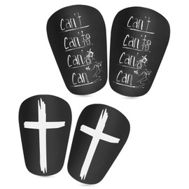 2 Pairs Mini Soccer Shin Guards, 3.15x1.97 Inch Cross & Letter Style Extra Small Shin Guards Miniature Shin Guard Football Shin Pads Protective Equipment for Teens Adults Boys Girls