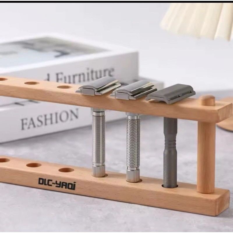 YAQI Wood Razor Holder Display Storage For 7 hole Multiple
