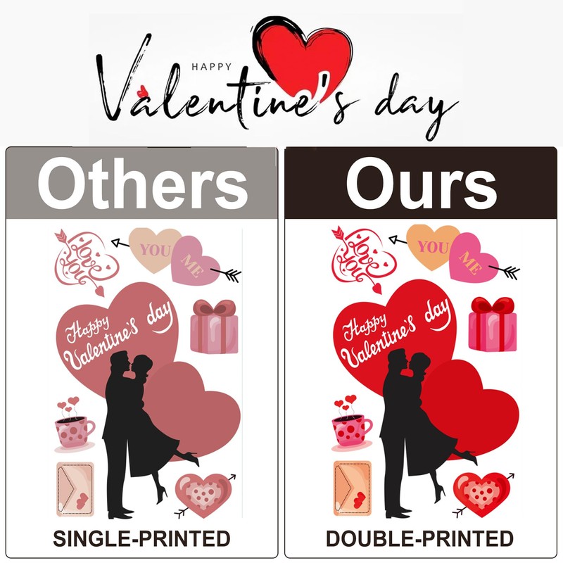 Valentines Day Decor Window clings 10 Sheet for Glass Windows
