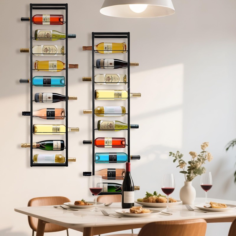 AQAREA Wall Mounted Wine Rack: Metal Hanging 10 Bottle Wine
