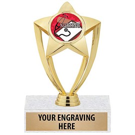 Crown Awards Nursing Trophy - 6" Gold Star Nurses Medical Trophies 20 Pack Prime