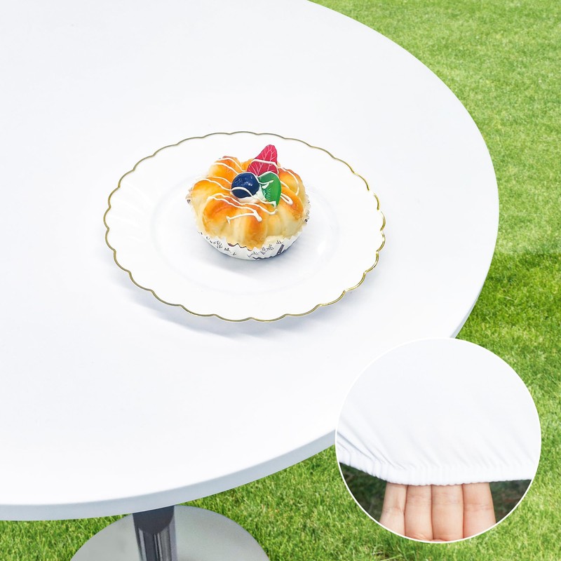 Nacuci Small Round Fitted Table Cover Cocktail Table Topper Cap