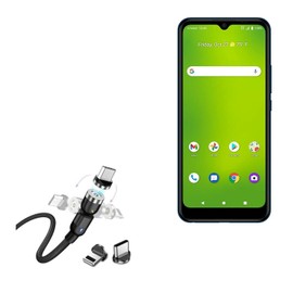 BoxWave Cable Compatible with Cricket Icon 3 - MagnetoSnap AllCharge Cable, Magnet Charging Cable USB Type-C Micro USB for Cricket Icon 3 - Jet Black