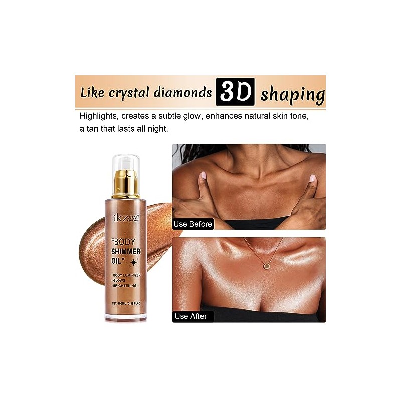 UCANBEMAKEUP - Aceite corporal iluminador 100 ml, hidratante de larga
