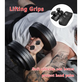 FVVWVV Weight Lifting Grips for Men Women, Ergonomics Workout Silicone Gym Grips Pads for Palm Protection, for Weight Lifting, Pull-Ups, Gym Training and Exercise (Black (2 Pairs))