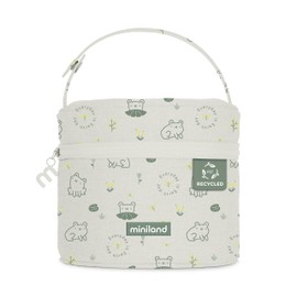 Miniland Pack 2 Go Ecosquare Frog FSC Set of Two Airtight Containers with Recycled Textile Carry Bag