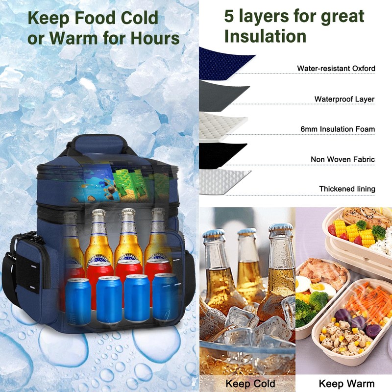 TENKIST Expandable Tactical Lunch Box, Large Insulated Lunch Cooler Bag