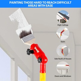 Multi-Angle Paint Brush Extender Set: 1.7m Stainless Extendable Paint Roller Holder with Extension Pole Attachments Versatile Paint Brush Tool for Rollers Scrapers and Ceiling Corner Painting