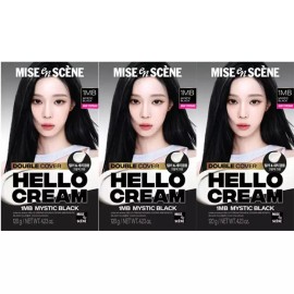 Miseonsen 미쟝센 헬로크림염색약 1B미스틱블랙x3개(1MB로 리뉴얼)확실한톤다운 완벽새치커버 얼룩커버 Missha Hello Hair Color 1B Mystic Black x 3 (Renewed to 1MB) Certain Tone Down Perfect Gray Coverage Spot Coverage