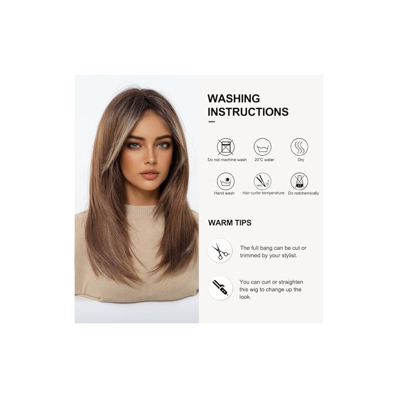 Ginger Pelucas para las mujeres de longitud media larga peluca