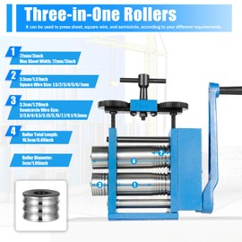 Jewelry Rolling Mill Machine, 3"（75mm） Roller Jewelry Press Roller Tool Combination Rolling Mill Machine Gear Ratio 1:6 for Metal Sheet Wire Rolling